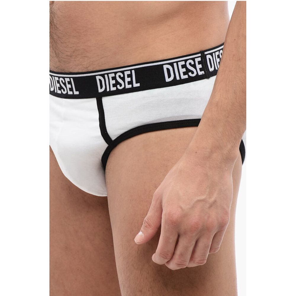 Diesel Set of 2 Stretch Cotton Briefs with Logoed Elastic Band