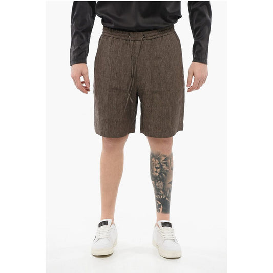 Armani EMPORIO 4-Pocketed Linen Shorts with Drawstring