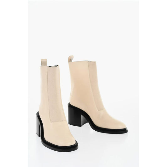 Jil Sander Leather Bootie With Stretchy Insert Heel 8 cm