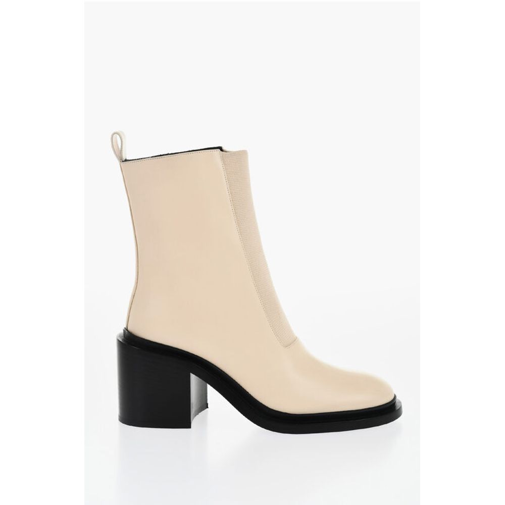 Jil Sander Leather Bootie With Stretchy Insert Heel 8 cm