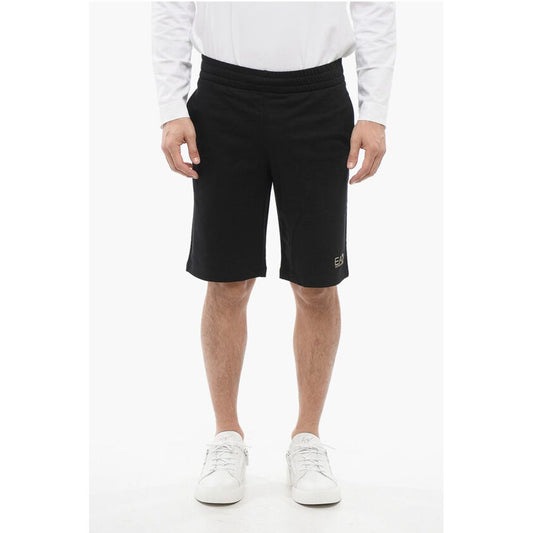 Armani EA7 Cotton Shorts with Lamè Printed Logo