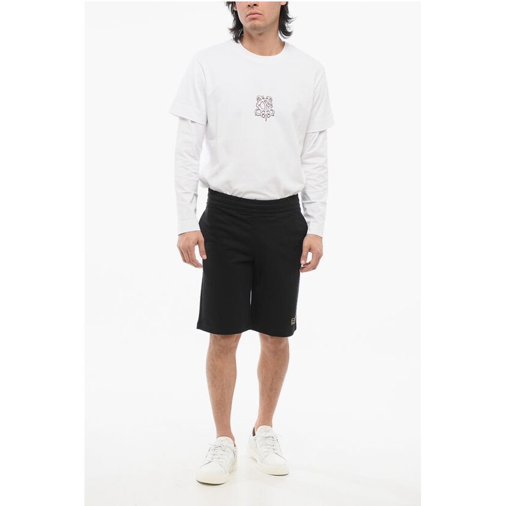 Armani EA7 Cotton Shorts with Lamè Printed Logo