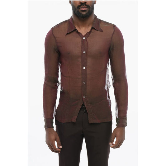 Dries Van Noten Iridescent CONGREVE Silk Chiffon Shirt