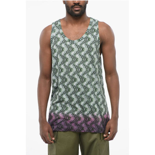 Dries Van Noten Cotton Tank Top with Abstract Pattern