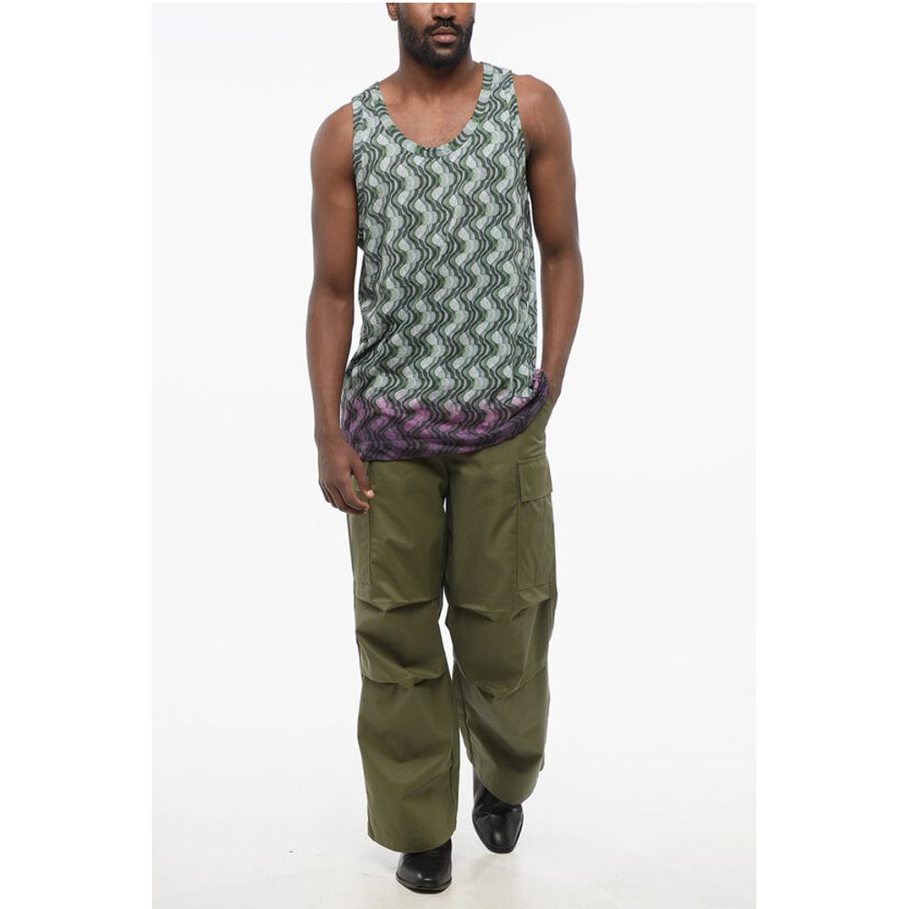 Dries Van Noten Cotton Tank Top with Abstract Pattern