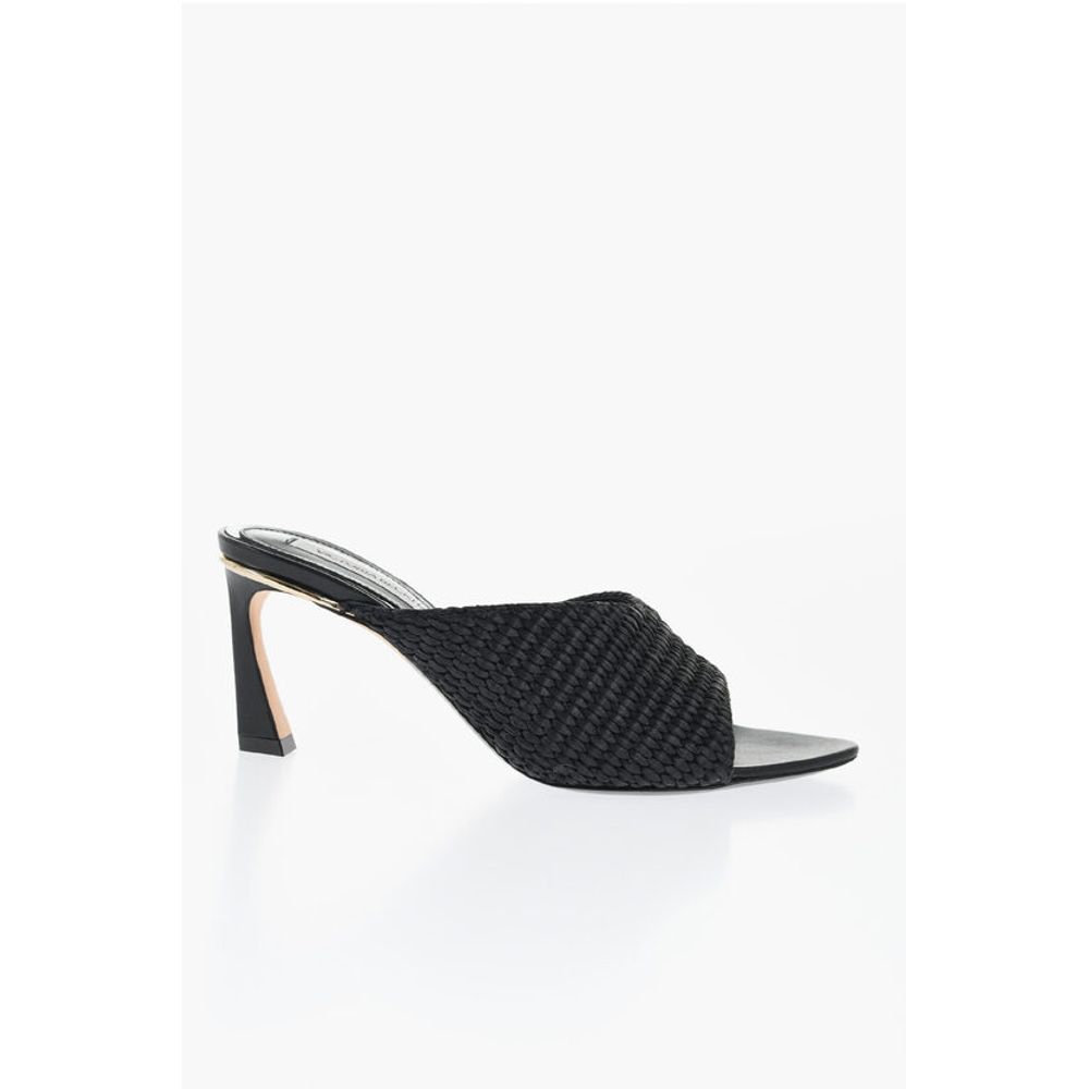 Victoria Beckham Raffia AVON Mules with Golden Detail 7,5cm