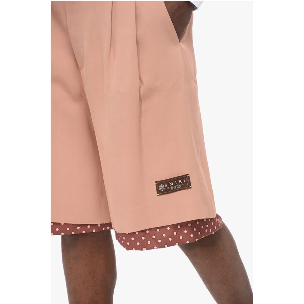 Amiri Double-pleated Twill Viscose Shorts with Polka Dot Detail