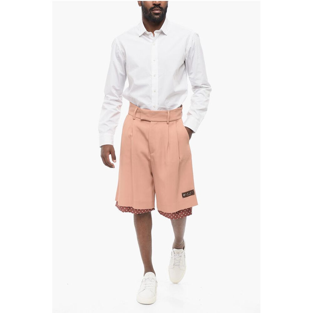 Amiri Double-pleated Twill Viscose Shorts with Polka Dot Detail