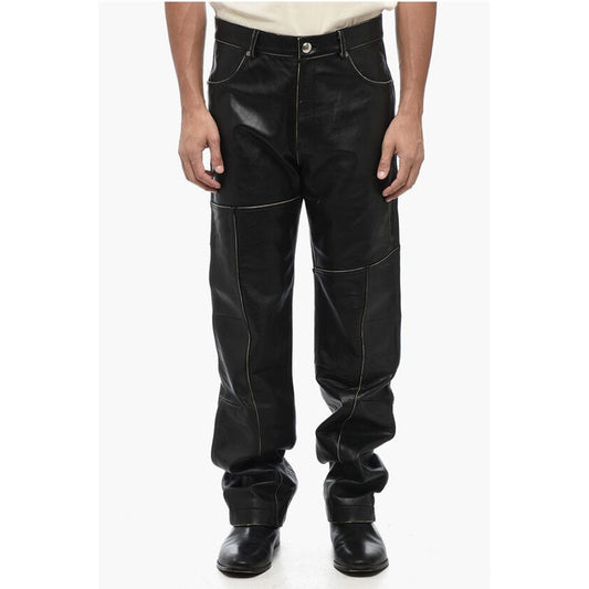 Andersson Bell Straight Leg Leather DRESZEN Pants with Belt Loops