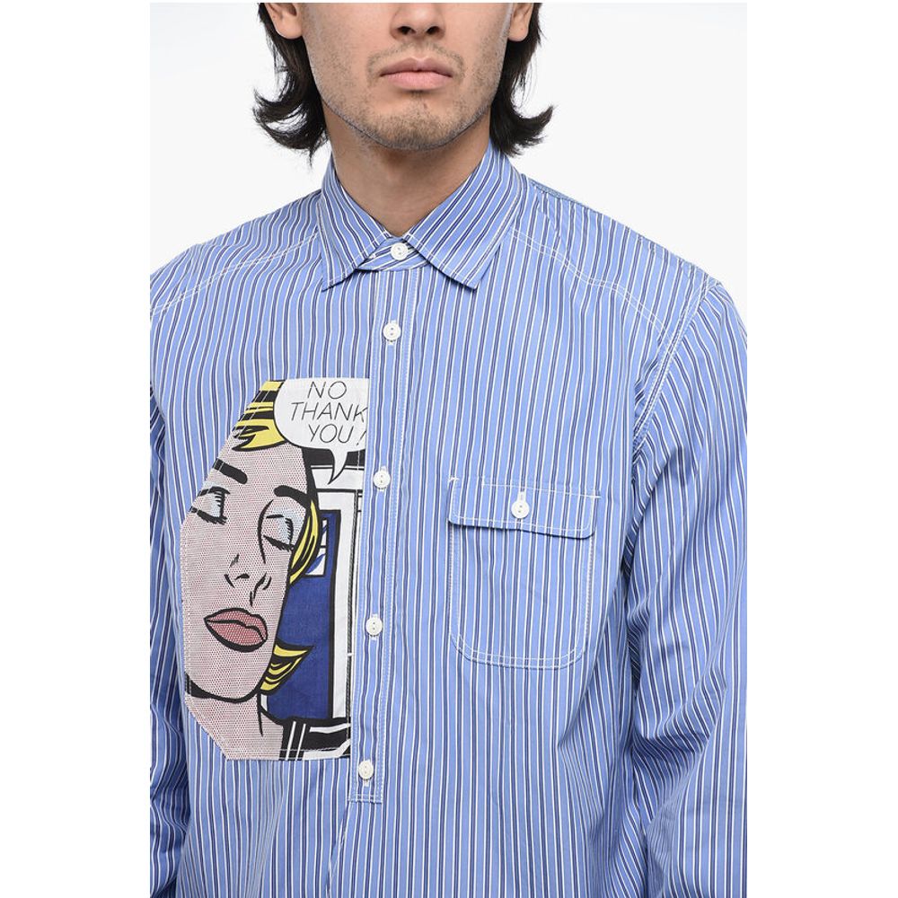 Junya Watanabe Striped Oversized Shirt with Pop Art Patch