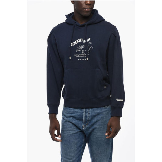 Ader Error BLUE MARK Brushed Cotton Hoodie with Embroidered Logo