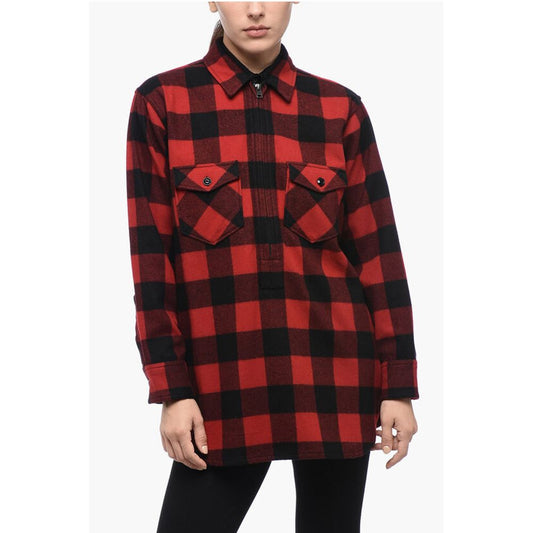 Woolrich Half-Zipped Shirt with Check Motif