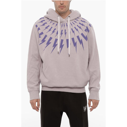 Neil Barrett Fleeced Cotton FAIRISLE THUNDERBOLT Hoodie
