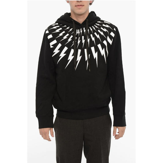 Neil Barrett Fleeced Cotton FAIRISLE THUNDERBOLT Hoodie