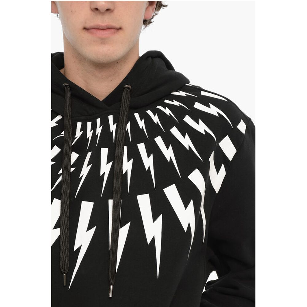 Neil Barrett Fleeced Cotton FAIRISLE THUNDERBOLT Hoodie