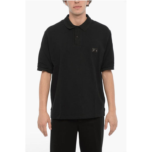 Neil Barrett Solid Color Loose Fit Polo Shirt with Piercing Detail