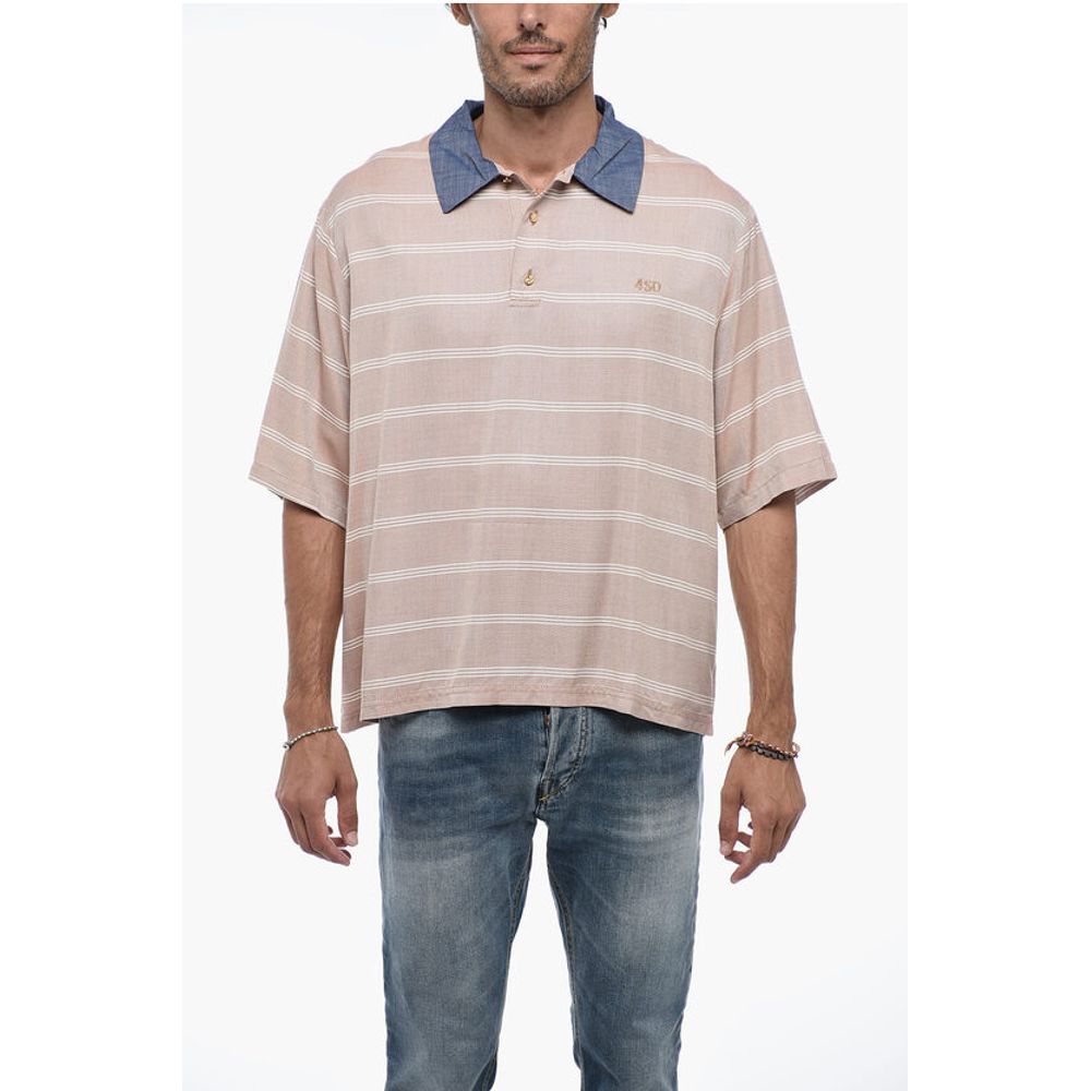 4SDesigns Polo shirt with Golden-Buttons and Denim Collar