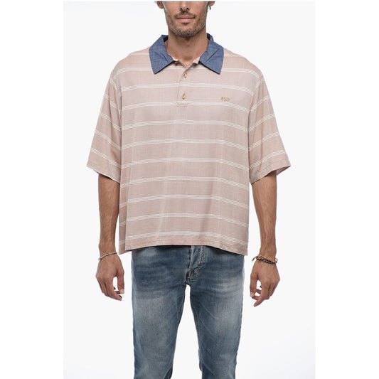 4SDesigns Polo shirt with Golden-Buttons and Denim Collar