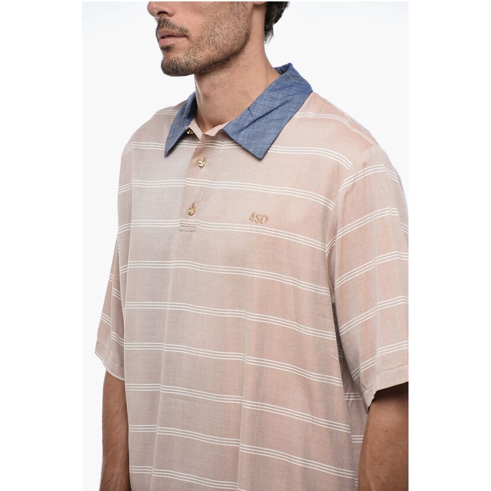 4SDesigns Polo shirt with Golden-Buttons and Denim Collar