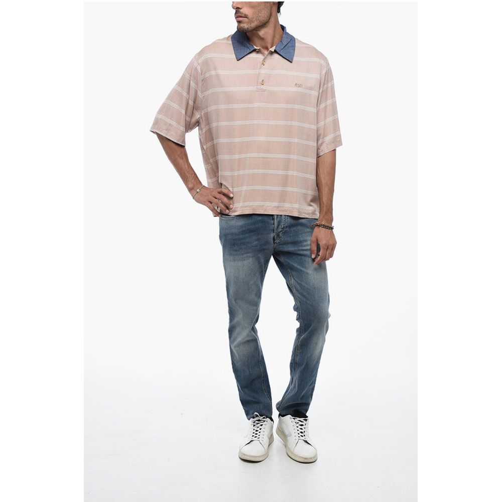 4SDesigns Polo shirt with Golden-Buttons and Denim Collar