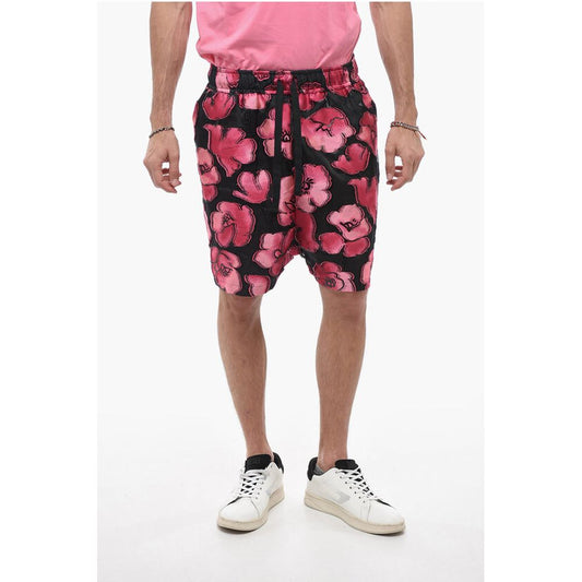 4SDesigns Floral-Motif Two-Tone Shorts