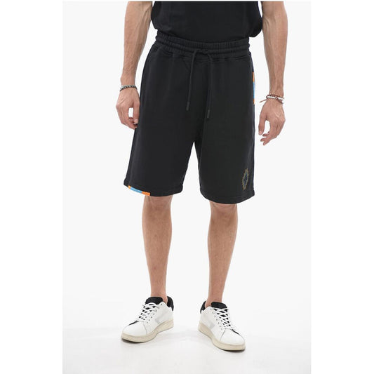 Marcelo Burlon STICTH Brushed Shorts with Multicolored Embroidery