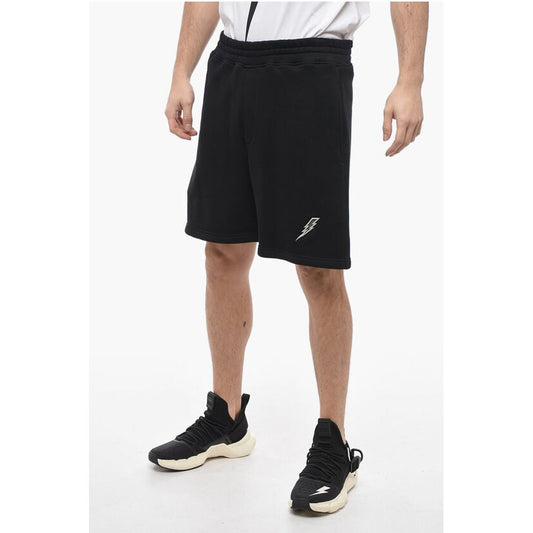 Neil Barrett Brushed Cotton Shorts with Embroidered Logo