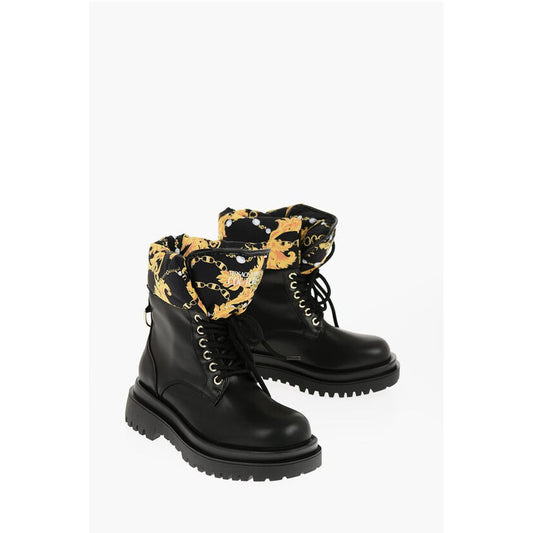 Versace JEANS COUTURE Faux Leather DREW Combat Boots with Baroque Mo