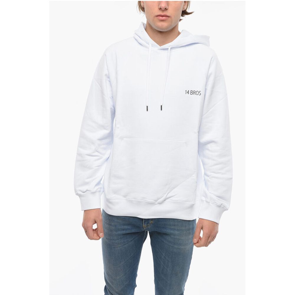 14 BROS Contrasting Maxi Printed Back Hoodie
