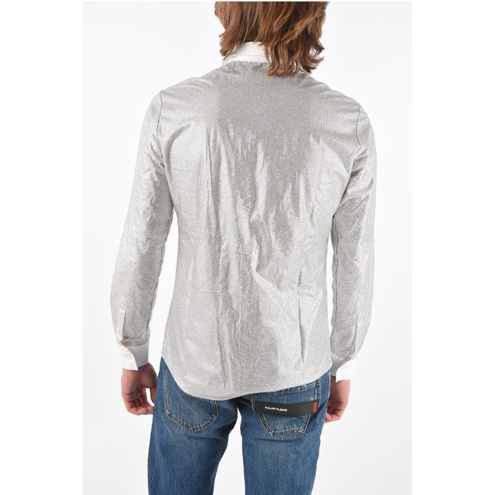 Philipp Plein DIAMOND CUT Jewel Shirt with Spread Collar
