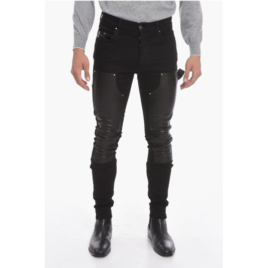 Amiri Stretchy WORKMAN Skinny Denims with Leather Detailing 16cm