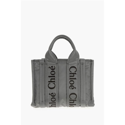 Chloé Nylon WOODY Tote Bag with Embroidered Logo