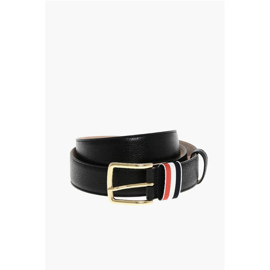 Thom Browne Grain de Poudre Leather Belt with Iconic Detail 35mm