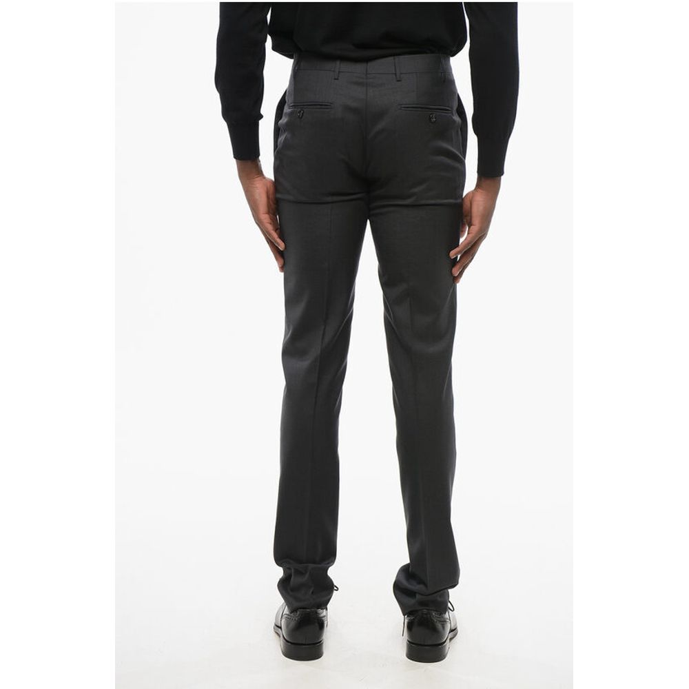Corneliani Virgin Wool ACADEMY Pants with Hidden Closure