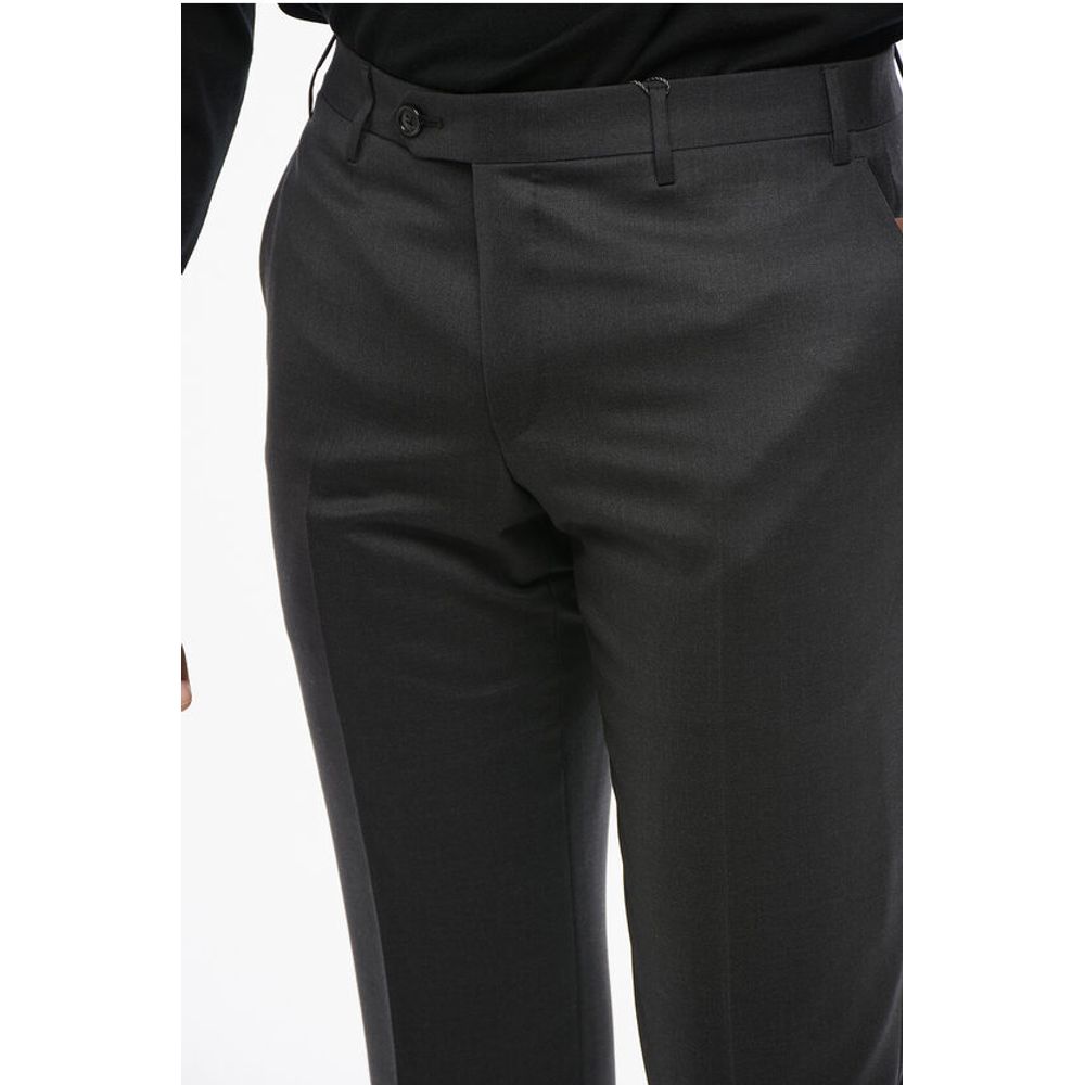 Corneliani Virgin Wool ACADEMY Pants with Hidden Closure