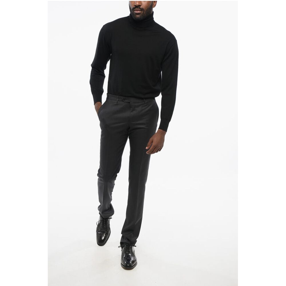 Corneliani Virgin Wool ACADEMY Pants with Hidden Closure