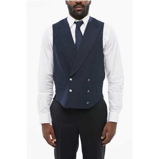 Corneliani Silk Double Brested Vest with Peak Lapel