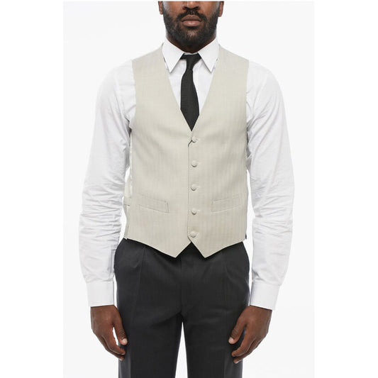 Corneliani 5 Buttons Wool Vest With Jet Pockets