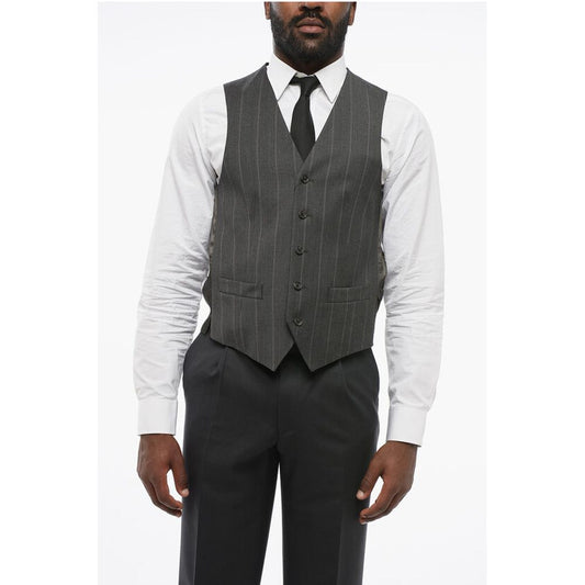 Corneliani CC COLLECTIO Striped 5 Buttons REFINED Wool Blend Vest