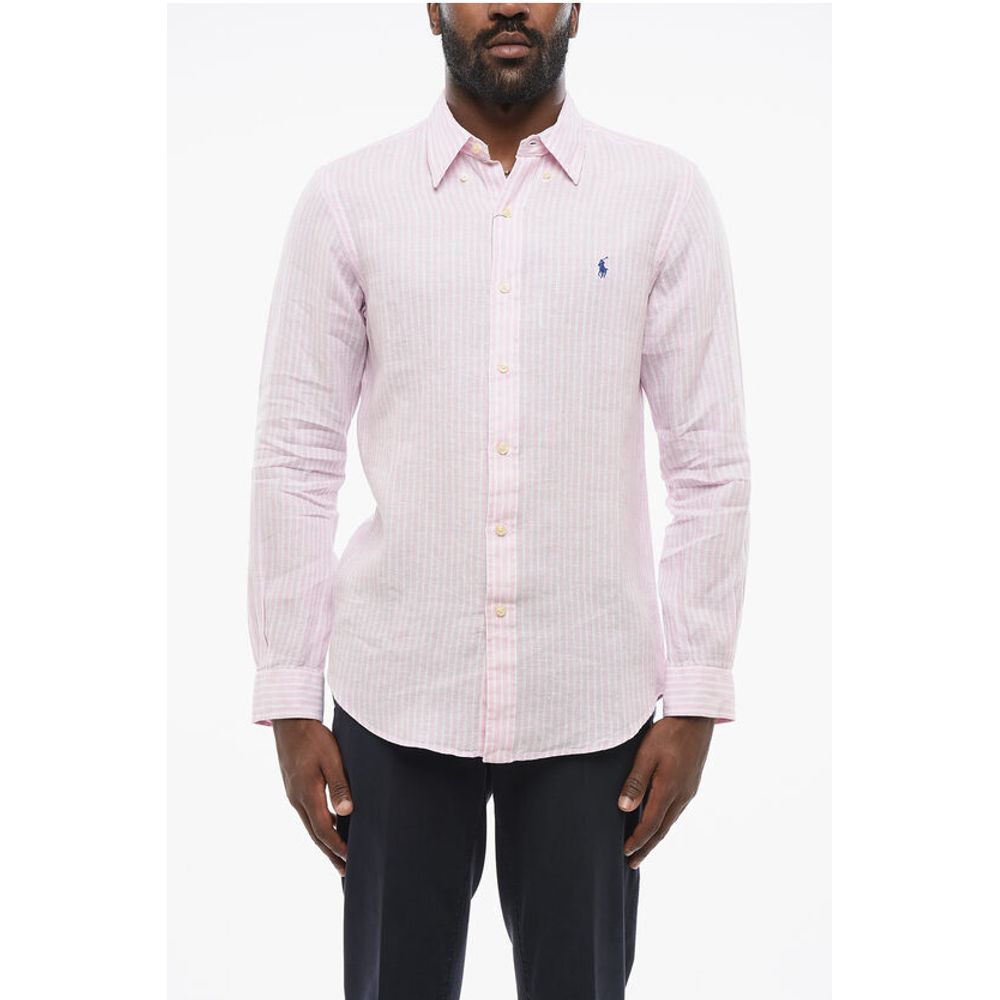 Polo Ralph Lauren Linen Slim Fit Shirt with Awning Stripe Motif