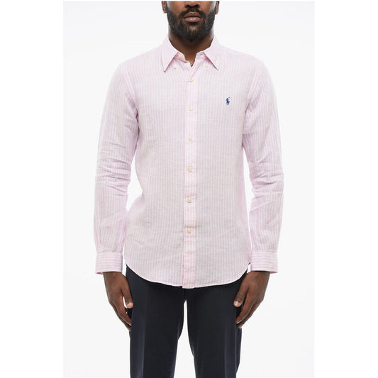 Polo Ralph Lauren Linen Slim Fit Shirt with Awning Stripe Motif