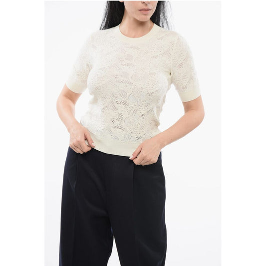 Chloé Short-sleeved Jacquard Silk Blend Sweater