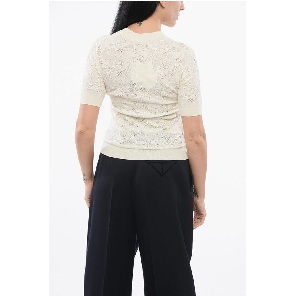 Chloé Short-sleeved Jacquard Silk Blend Sweater