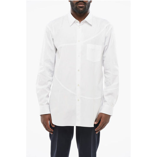 Comme Des Garçons Transversal Stitching Popeline Shirt with Breast-pocket