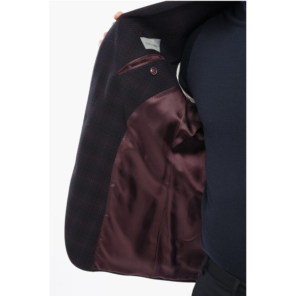 Corneliani CC COLLECTION Virgin Wool Blazer with Checkered Motif