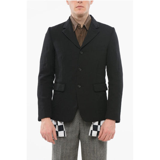 Comme Des Garçons BLACK Double-layered Blazer with Checkered Detail