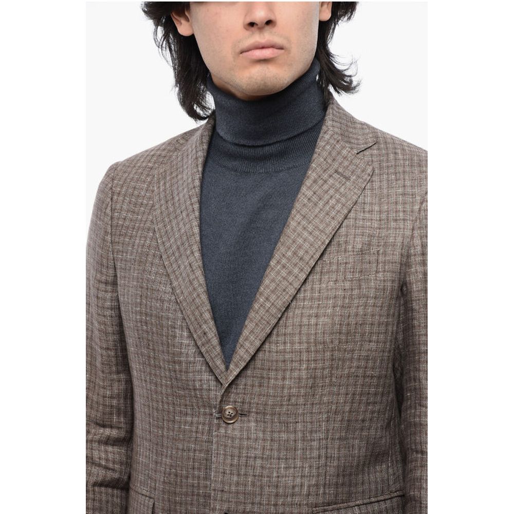 Nino Danieli Gun Club Check Single Breasted Linen Blazer