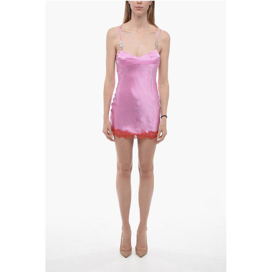 Adriana Hot Couture Silk Slip Dress with Laces Details