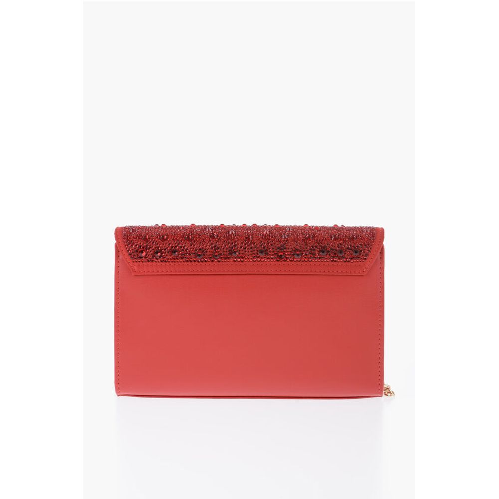 Moschino LOVE Faux Leather Crossbody Bag Embellished with Rhinestones