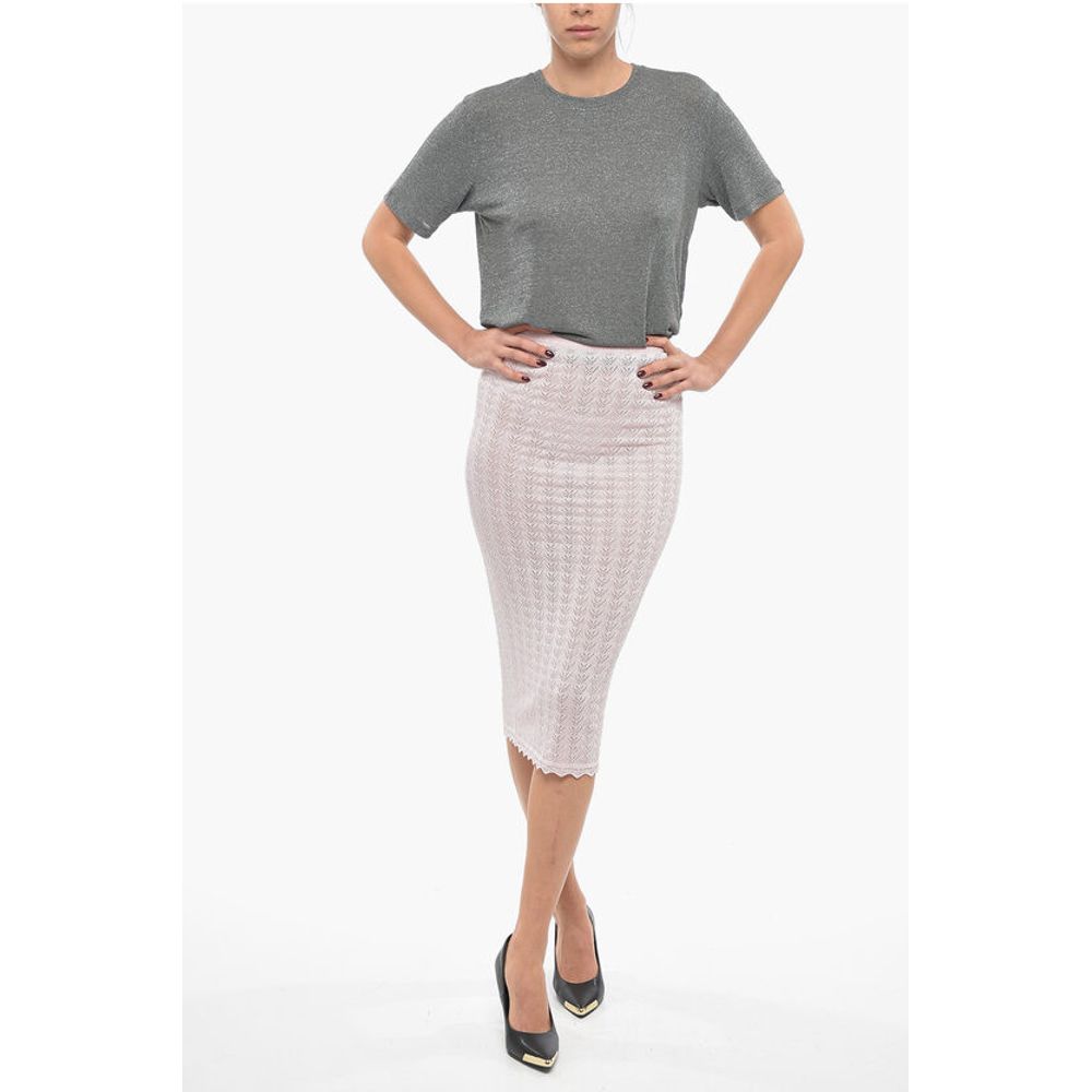 Alessandra Rich Herringbone Lurex Pencil Skirt